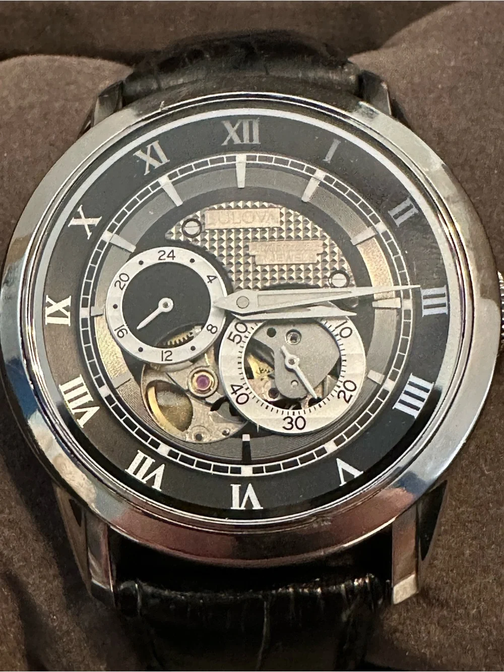 Bulova Sutton 96A135 Automatic 21 Jewel Open Heart Men’s Watch Box
